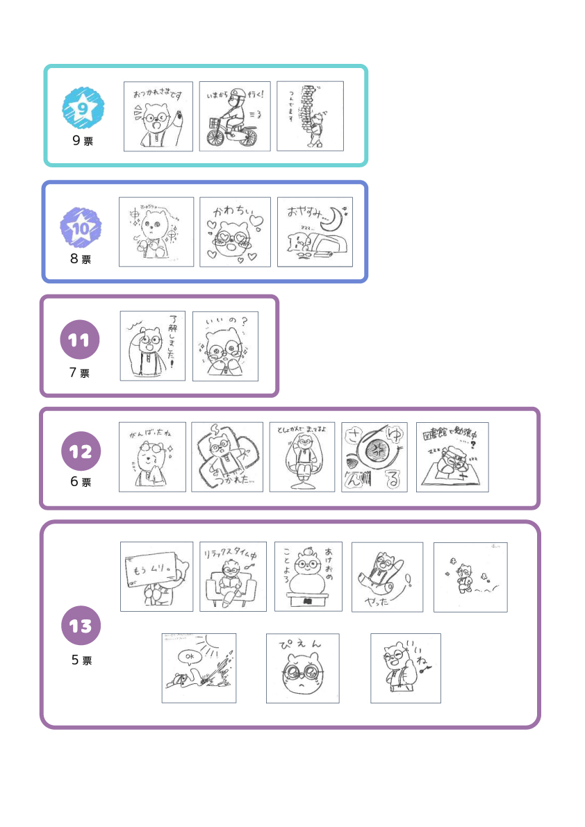 ほん太LINEスタンプ投票企画結果発表一覧